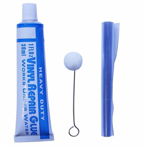 Linxor – Kit de réparation liner de piscine 30 ml avec applicateur – 2 rustines transparentes 9.5 x 19.5 cm – Colle spéciale pour réparations étanches