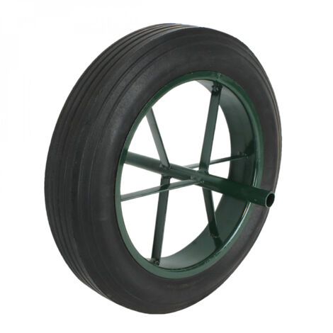 Linxor – Roue pleine pour brouette 38.5 cm – Increvable en caoutchouc dur – Axe 20 mm pour surfaces variées – Charge max 180 kg