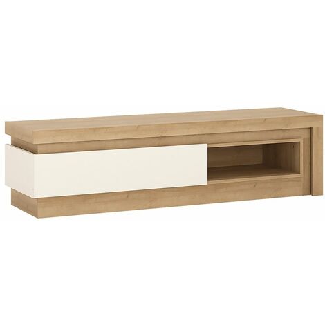Lion White 1 Drawer TV Cabinet Open Shelf (Including Led Lighting) - Brown