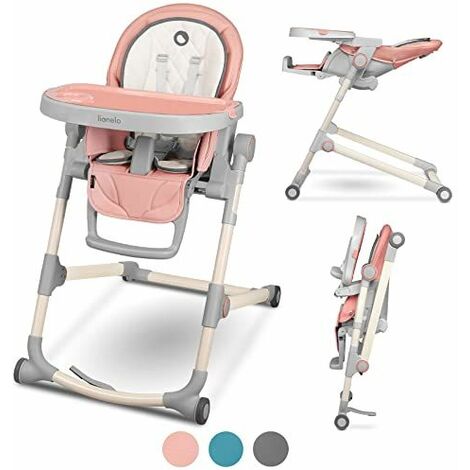 LIONELO Cora chaise haute, bebe chaise,bebe table, pliage facile à une taille compacte, double plateau, réglable