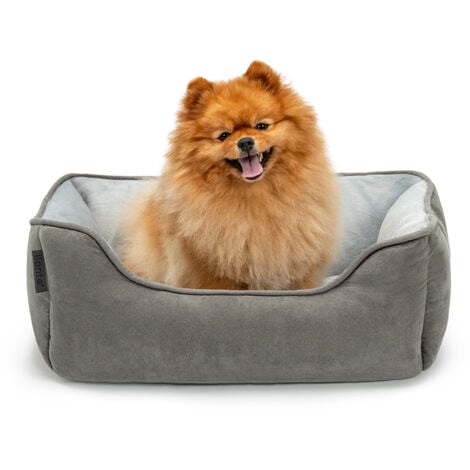 lionto 2-in-1 Hundebett Hundekissen Hundekörbchen Hundesofa Größe S 60x50 cm dunkelgrau/grau