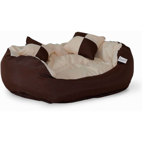 lionto 4-1-in Katzenbett aus Oxfordgewebe, Größe (S) 65x50 cm, braun/beige