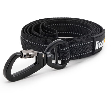 lionto Führleine für Hunde, 120 cm, reflektierend, 360° Metallkarabiner, schwarz
