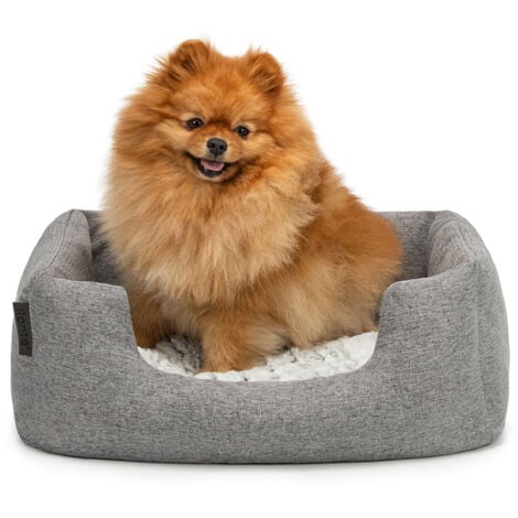 DIBEA lionto Hundebett Hundekissen Hundekörbchen mit Wendekissen meliert Größe S 60x50 cm Farbe grau