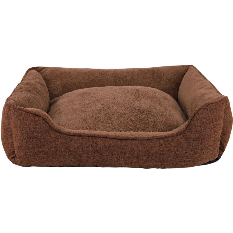 Lionto Hundesofa, Modernes Hundebett Mit Rutschfester Unterseite, Abnehmbarem Bezug & Plüsch-innenmaterial, 75x60 Cm, Braun