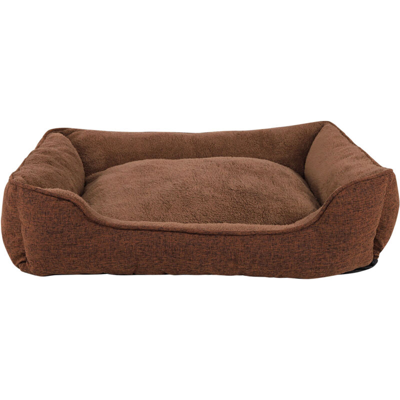 Lionto Hundesofa, Modernes Hundebett Mit Rutschfester Unterseite, Abnehmbarem Bezug & Plüsch-innenmaterial, 90x75 Cm, Braun