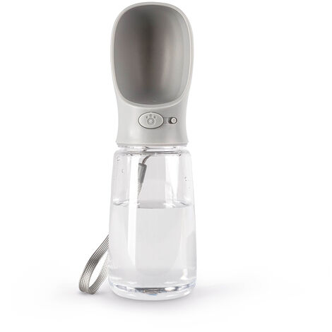 lionto Hundetrinkflasche für Unterwegs, auslaufsicher, 500ml, grau