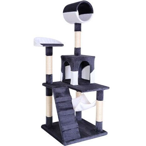 lionto Kratzbaum Kletterbaum Katzenkratzbaum Katzenbaum Höhe 133 cm grau/weiß