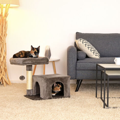 lionto Kratzbaum Kletterbaum Katzenkratzbaum Katzenbaum Höhe 50 cm Dunkelgrau