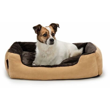 lionto Letto per Cani Cuscino per Cani Divano per Cani con Cuscini, (M) 60x48 cm Marrone/Beige