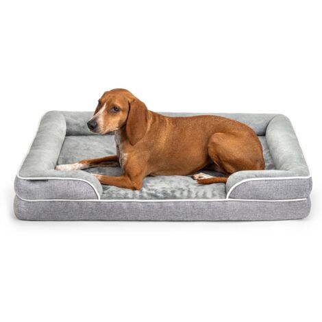lionto orthopädisches Hundebett mit erhöhtem Rand, rutschfest, 97x71x17 cm