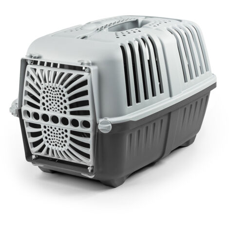 lionto Transportbox für Tiere aus recyceltem Kunststoff, 48x31,5x33cm, anthrazit