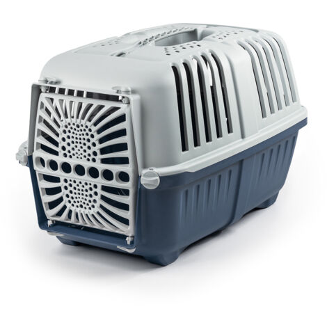 lionto Transportbox für Tiere aus recyceltem Kunststoff, 48x31,5x33cm,dunkelblau