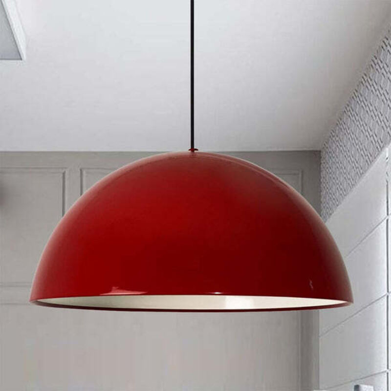 Bamyum Lipeo Industrielle Pendelleuchte Aus Handbemaltem Rot Metall – Vintage-kronleuchter E27 Ø50 Cm Für Wohnzimmer, Schlafzimmer Oder Esszimmer