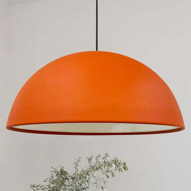 Bamyum Lipeo Industrielle Pendelleuchte Aus Handbemaltem Orange Metall – Vintage-kronleuchter E27 Ø50 Cm Für Wohnzimmer, Schlafzimmer Oder Esszimmer