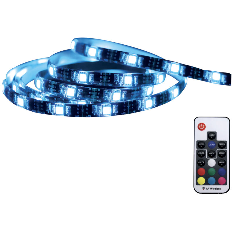 Ruban LED multicouleur connectable USB, 12W, 600 lumens, long. 2m, découpable, avec télécommande, adhésif - Tibelec Ruban LED multicouleur connectable USB, 12W, 600 lumens, long. 2m, découpable, avec télécommande, adhésif - Tibelec