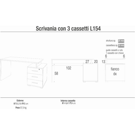 LIPSIA - scrivania con cassettiera