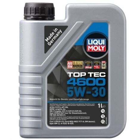 LIQUI MOLY LIQUI MOLY HUILE 5W30 1L TOP TEC 4600 / 505.01 505.00 502.00 / 229.51 / BMW / DB / OPEL
