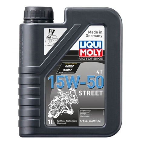 LIQUI MOLY Teilsynthetisches Motorradmotorenöl 15W50 Street 4T 1 Liter