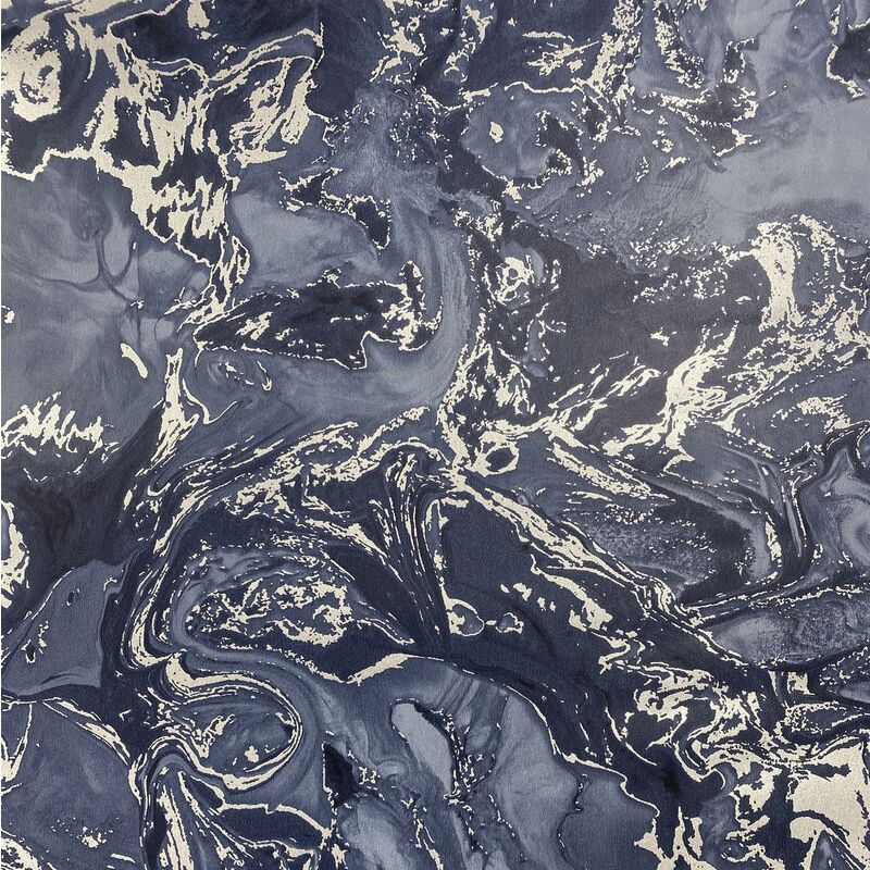 Liquid Marble Effect Navy Blue Silver Wallpaper Elixir Muriva Metallic Modern