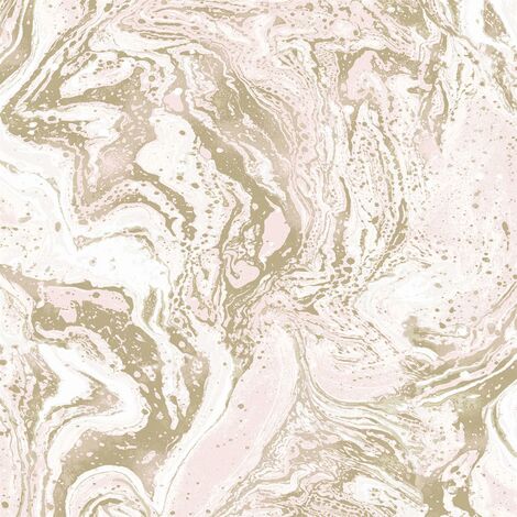 Liquid Marble Effect Wallpaper Skinny Dip London Pink Gold Metallic