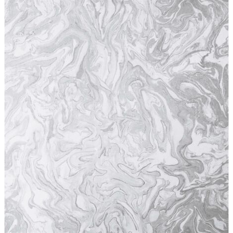 Liquid Marble Grey Wallpaper Arthouse Textured Glitter Silver White Modern