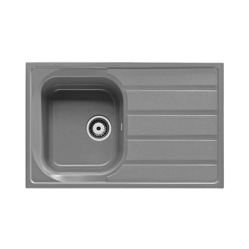 DK5GR 1.0 Bowl Composite Reversible Inset Grey Kitchen Sink - Liquida
