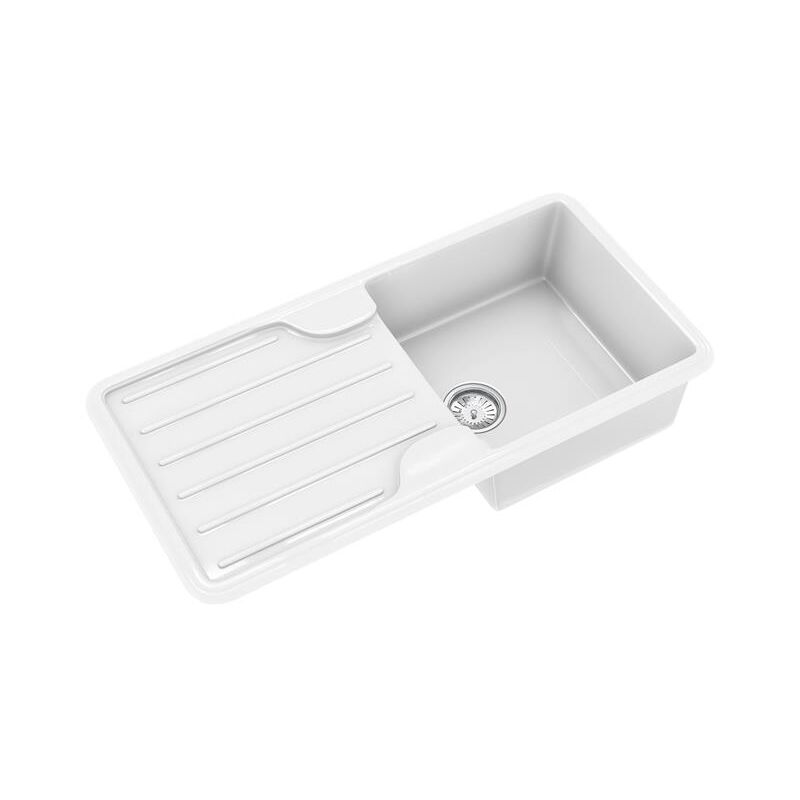 ELGS10WH 1.0 Bowl Comite Reversible Inset Gloss White Kitchen Sink - Liquida
