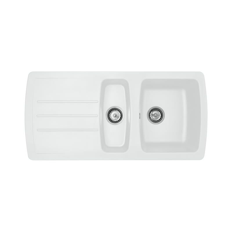 ZEN150WH 1.5 Bowl Composite Reversible White Kitchen Sink With Wastes - Liquida