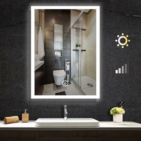 AICA Simple Bluetooth LED rond miroir salle de bain tricolore
