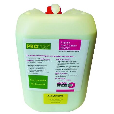 Liquide anti-grattons 10L – Efficace contre l'adhésion des grattons – Biodégradable et écologique – Pour nettoyage et dégraissage – Abicor Binzel