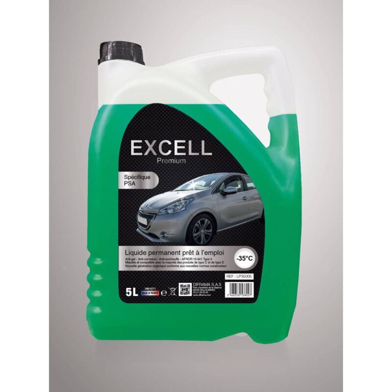 Liquide de Refroidissement Excell Premium -35°C : Protection Avancée pour Véhicules psa - Bidon de 5 litres