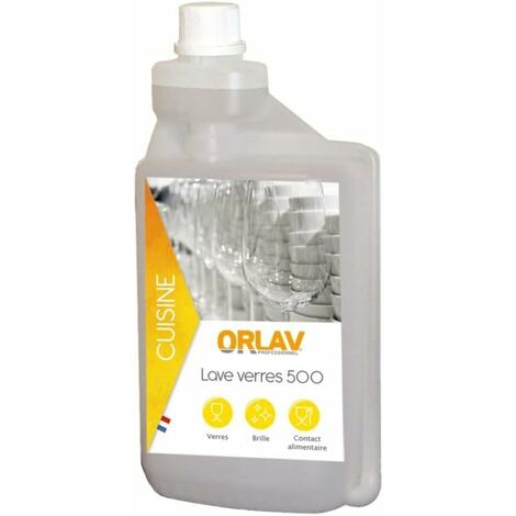 Liquide lave-verre 500 toutes eaux - ORLAV - flacon doseur 1l
