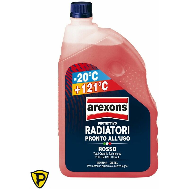 Image of Arexons - Liquido Radiatori Rosso -20° +121° Protettivo Radiatori + Imbuto 2 lt