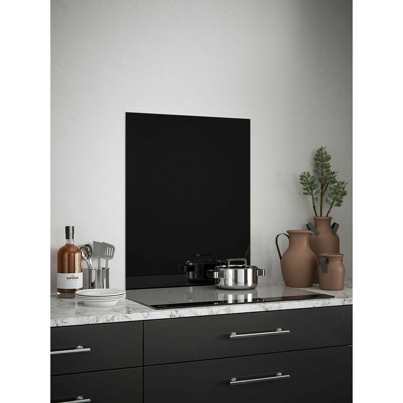 Black Gloss Glass Kitchen 600mm x 750mm - Splashback
