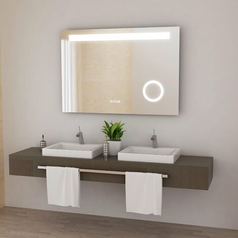main image of "LED Bathroom Mirror with Light Touch Sensor and Demister Anti-Fog Wall Mounted"
