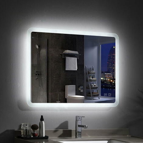 LISA Badspiegel mit Beleuchtung LED Badezimmerspiegel Wandspiegel mit Touch Beschlagfrei Dimmbar IP44, A:100x60cm