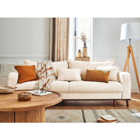Lisa Design – Canapé convertible 3 places avec coffre – Velours côtelé moderne – Dossier rabattable pour couchage occasionnel – Fabrication européenne