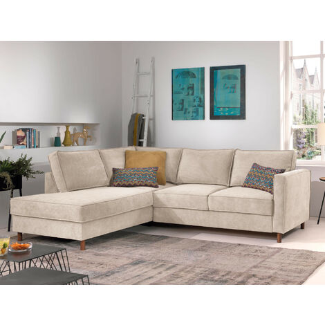 Lisa Design – Canapé d'angle convertible 5 places en velours côtelé – Dimensions L230 x P198 cm – Confort optimal avec assises en mousse HD