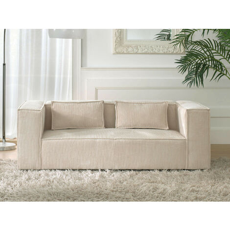 Lisa Design – Canapé fixe 2 places en velours côtelé – Style contemporain – Dimensions L196 x H67 x P92 cm – Assises rembourrées – Poids max 250 kg