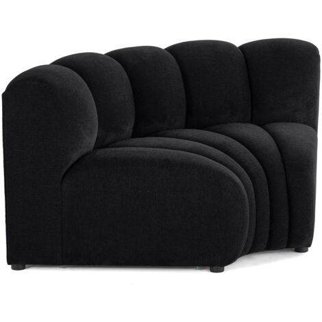 Lisa Design – Module d'angle réversible en tissu texturé noir – Canapé 1 place – Dimensions 153x85cm – Charge max 120kg – Montage rapide en quelques minutes