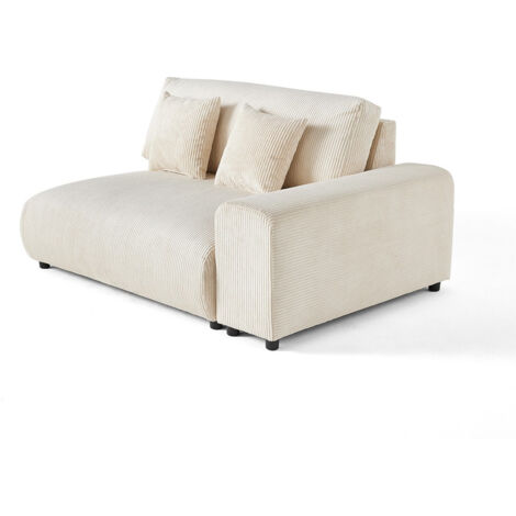 Lisa Design – Module d'assise 2 places avec accoudoir droit – Velours côtelé beige – Conception modulable pour intérieur contemporain – Coussins déhoussables