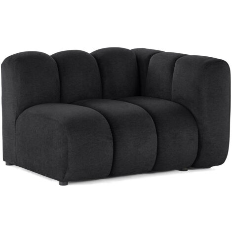 Lisa Design – Module d'assise droit en tissu texturé noir – Canapé modulable 1 place – Dimensions 114x91x70 cm – Style contemporain – Fabrication européenne