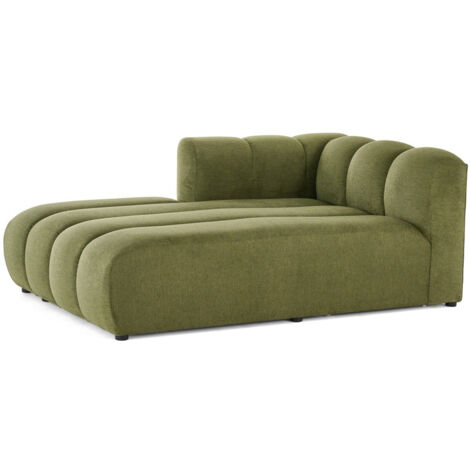 Lisa Design – Module d'assise méridienne gauche en tissu texturé vert – Dimensions 179x113x70 cm – Densité 30 kg/m3 – Charge max 120 kg