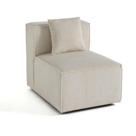 Lisa Design – Module d'assise sans accoudoirs en velours côtelé beige – Assise profonde – Garnissage mousse polyuréthane – Dimensions 61x89cm