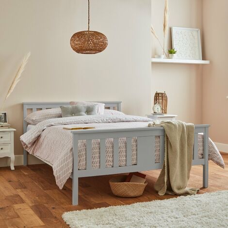 Lisa Wooden King Size Bed Frame - Grey - Grey
