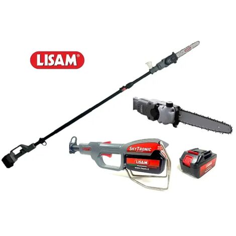 Lisam SkyTronic élagueuse sur perche télescopique avec 2 batteries 21,6V 4Ah bar 20cm - 1 Lt