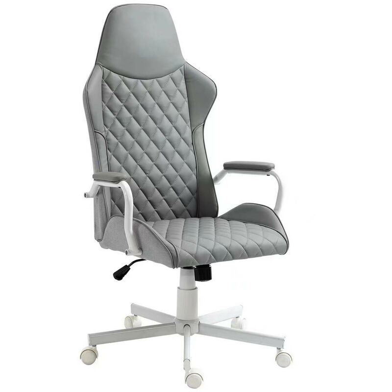 mobilier deco - lisandro - fauteuil de bureau gris en simili cuir - gris