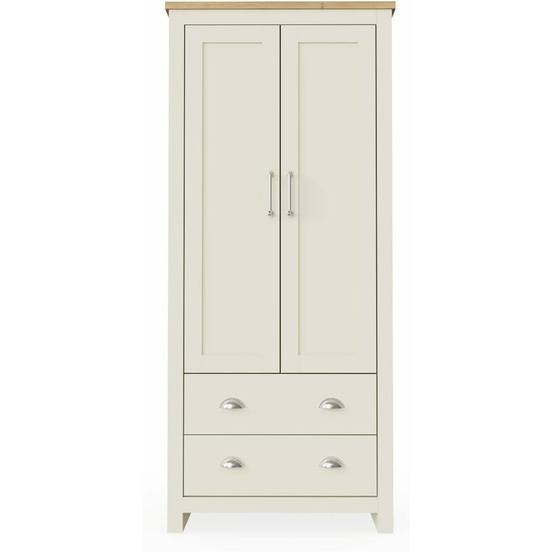 Lisbon 2 Door Double Wardrobe In Cream - Bedroom Furniture Storage Cupboard
