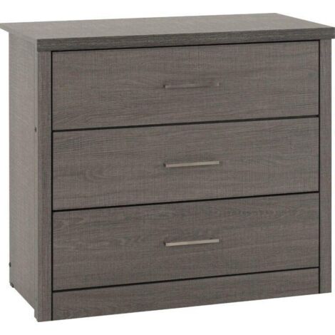 Lisbon 3 Drawer Chest - L40 x W80.5 x H72 cm - Black Wood Grain
